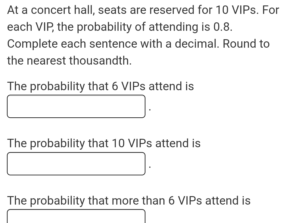 تم الحل:At a concert hall, seats are reserved for 10 VIPs. For each VIP ...