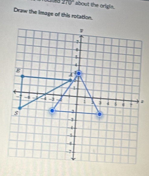 270° about the origin. 
Draw the image of this rotation.