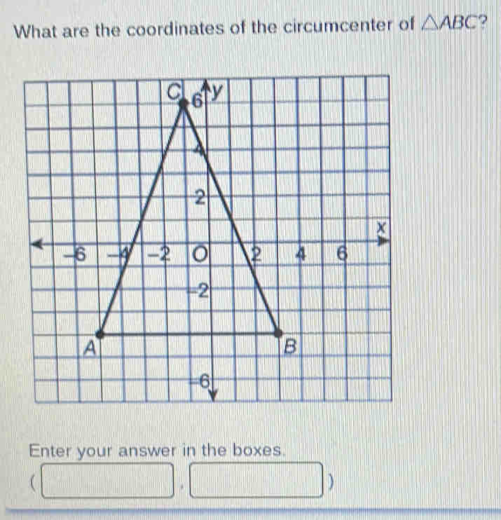 Solved: What are the coordinates of the circumcenter of ABC Enter your ...