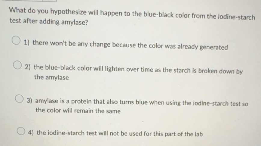 Solved: What do you hypothesize will happen to the blue-black color ...
