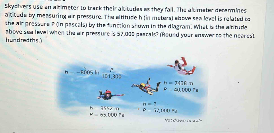 Solved: Skydivers use an altimeter to track their altitudes as they ...