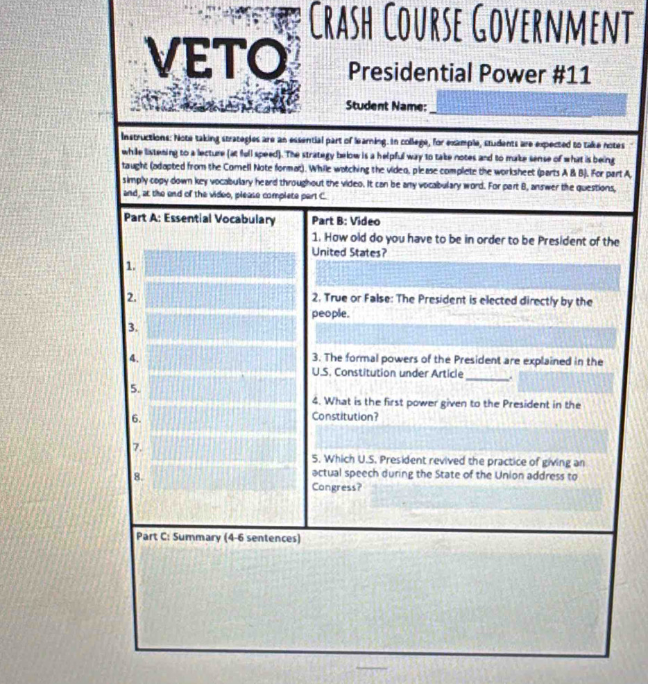 Crash Course Government 
tes 
g 
art A, 
, 
e