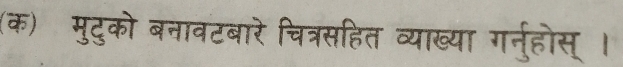 (क) मुटुको बनावटबारे चित्रसहित व्याख्या गर्नुहोस्।