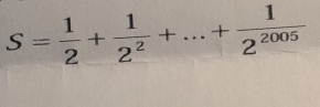 S= 1/2 + 1/2^2 +...+ 1/2^(2005) 