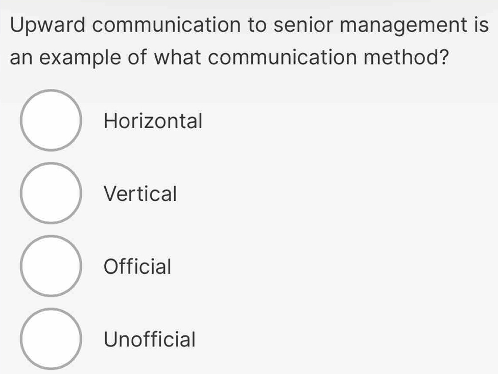 Upward communication to senior management is an example of what ...