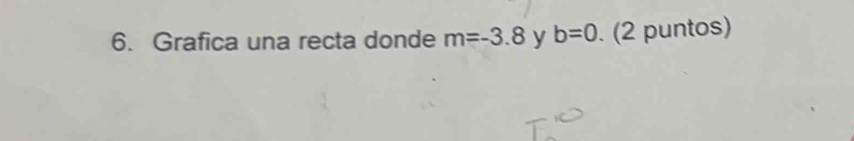 Grafica una recta donde m=-3.8 y b=0. (2 puntos)