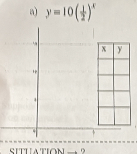 y=10( 1/2 )^x
SITUATION