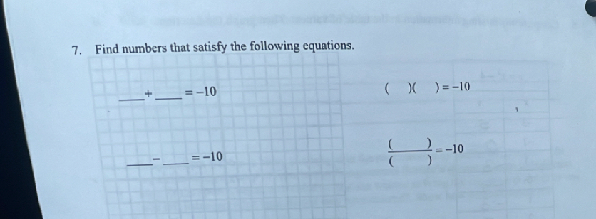 mbers that satisfy the following equations.