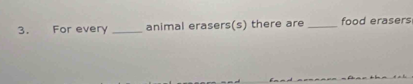 For every _animal erasers(s) there are _food erasers