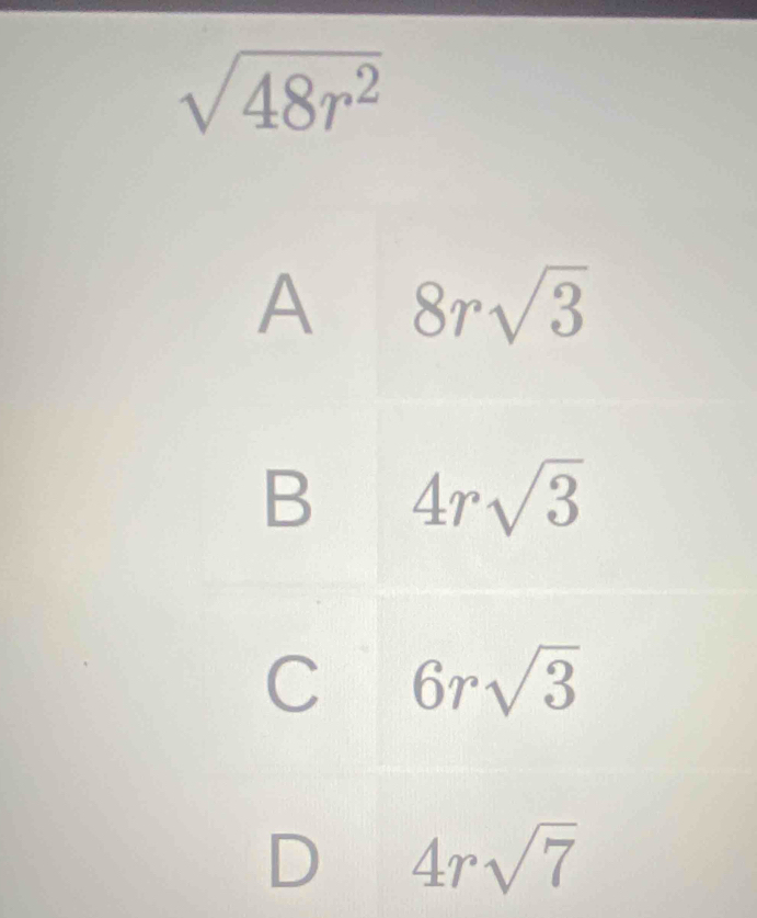 sqrt(48r^2)