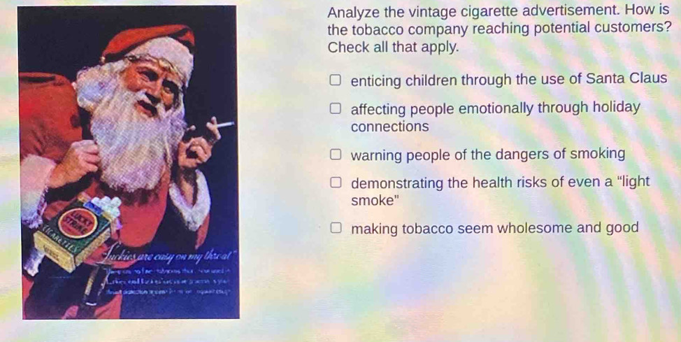 Solved: Analyze the vintage cigarette advertisement. How is the tobacco ...