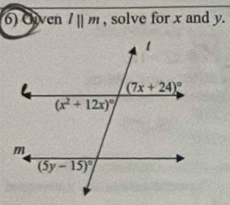 Oiven l||m , solve for x and y.