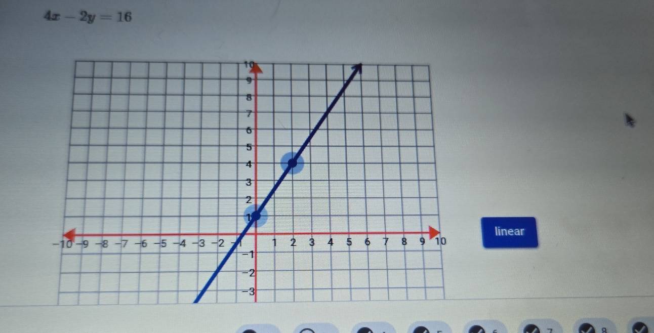 4x-2y=16
linear