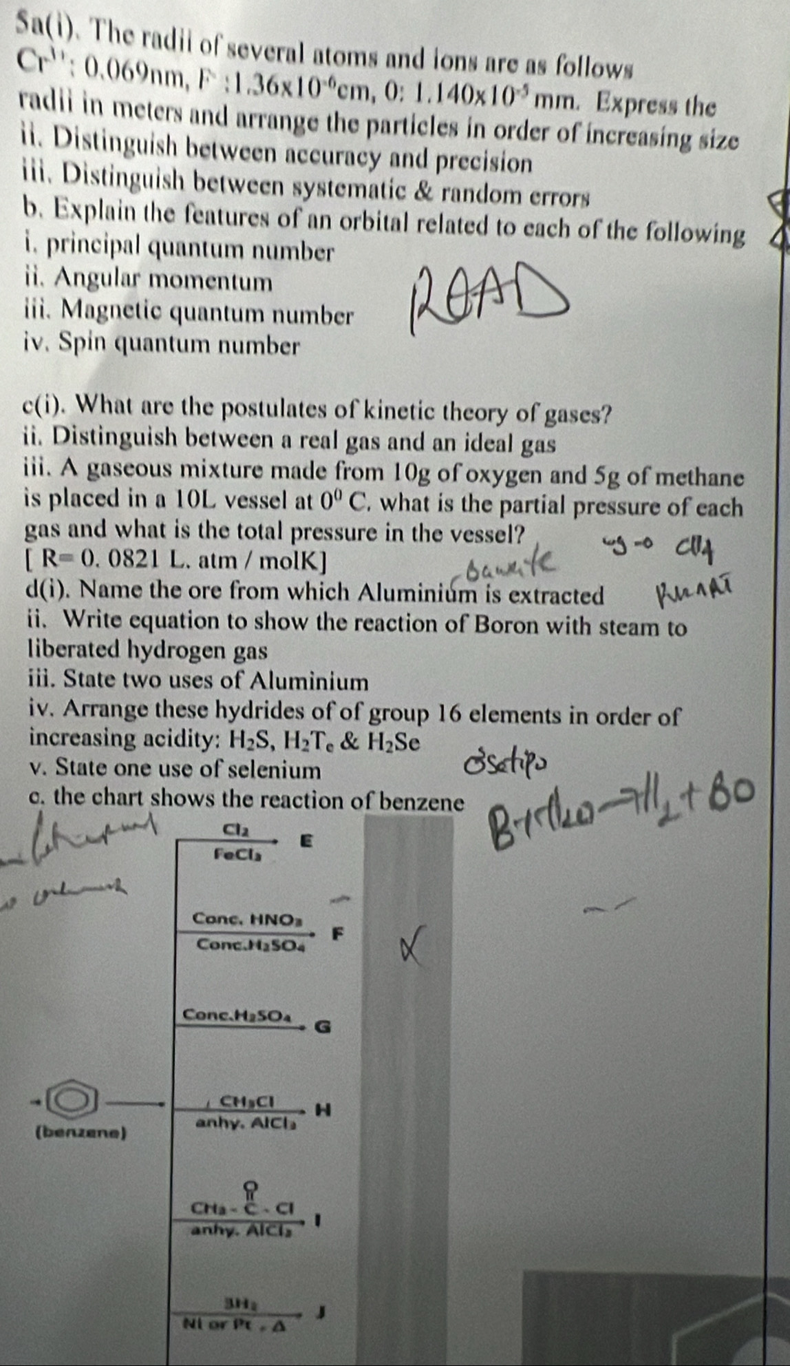 Solved: Sa(i) . The radii of several atoms and ions are as follows Cr ...