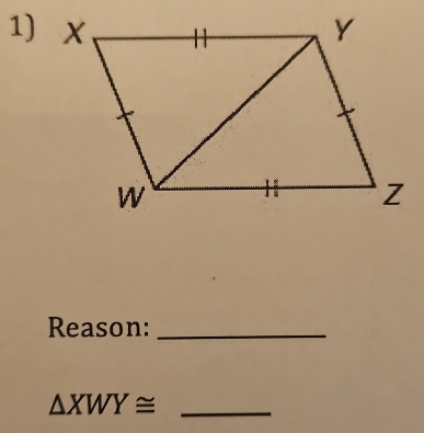 Reason:_
△ XWY≌ _