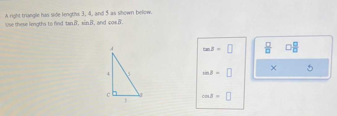Solved: A right triangle has side lengths 3, 4, and 5 as shown below ...