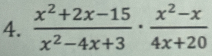  (x^2+2x-15)/x^2-4x+3 ·  (x^2-x)/4x+20 