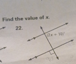 Find the value of x.
22.