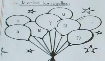 2- Je colorie les voyelles :