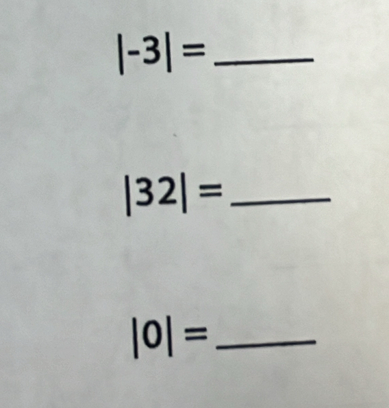 |-3|=
|32|= _ 
_ |0|=