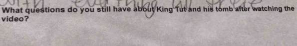 What questions do you still have about King Tut and his tomb after watching the 
video?