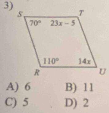 A) 6 B) 11
C) 5 D) 2