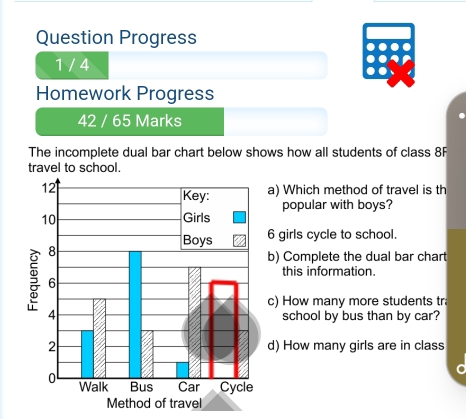 Solved: Question Progress 1 / 4 Homework Progress 42 / 65 Marks The ...