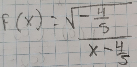 f(x)=frac sqrt(-frac 4)5x- 4/5 