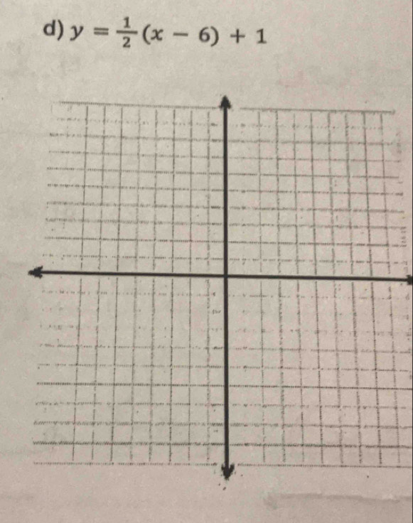 y= 1/2 (x-6)+1