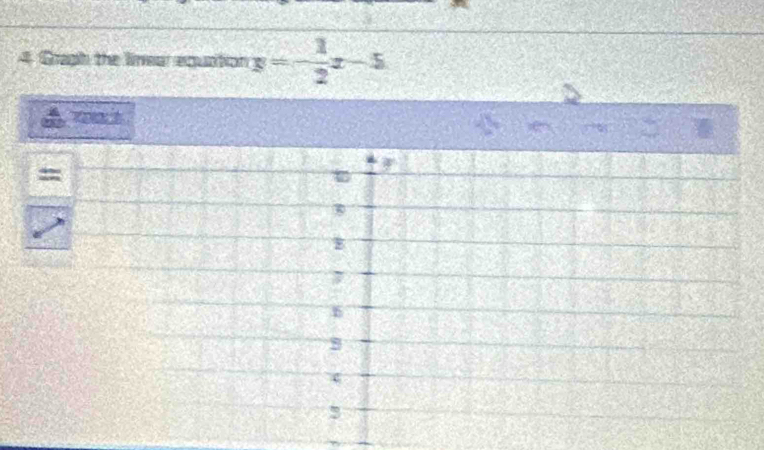 Graph the linear equation y=- 1/2 x-5