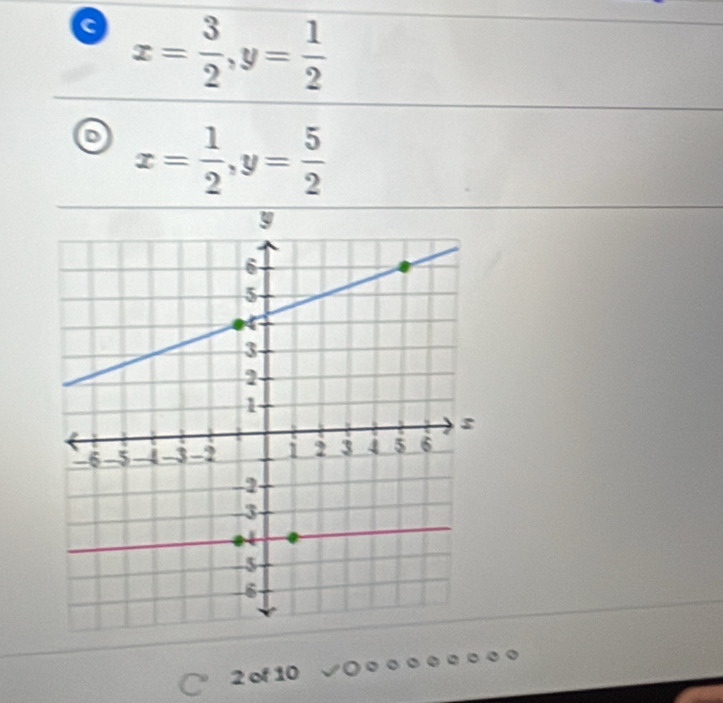 a x= 3/2 , y= 1/2 
x= 1/2 , y= 5/2 
2 of 10