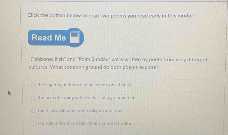 Solved: Click the button below to read two poems you read early in this ...