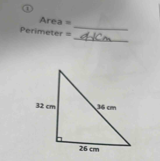 ①
Area=
_ 
Per imeter=
_