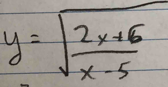 y=sqrt(frac 2x+6)x-5