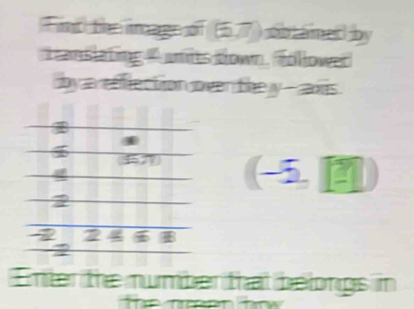 ind the mage of (5,7) obtained by 
teanslating A wnits down, Tollower 
by a reflection oven the
2
6
Enter the number that belongs in