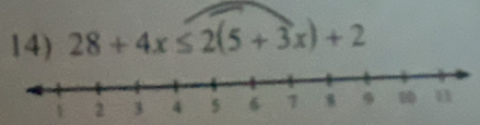 28+4x≤ 2(5+3x)+2