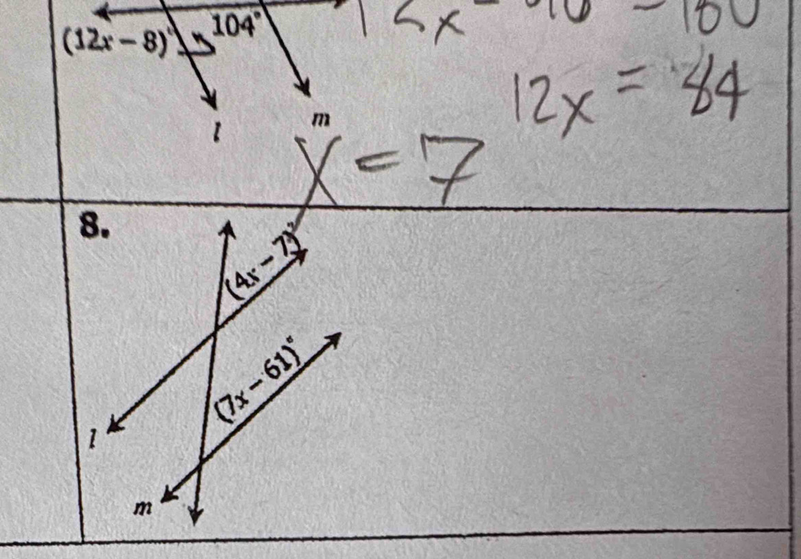 (12x-8)^circ  104°
m