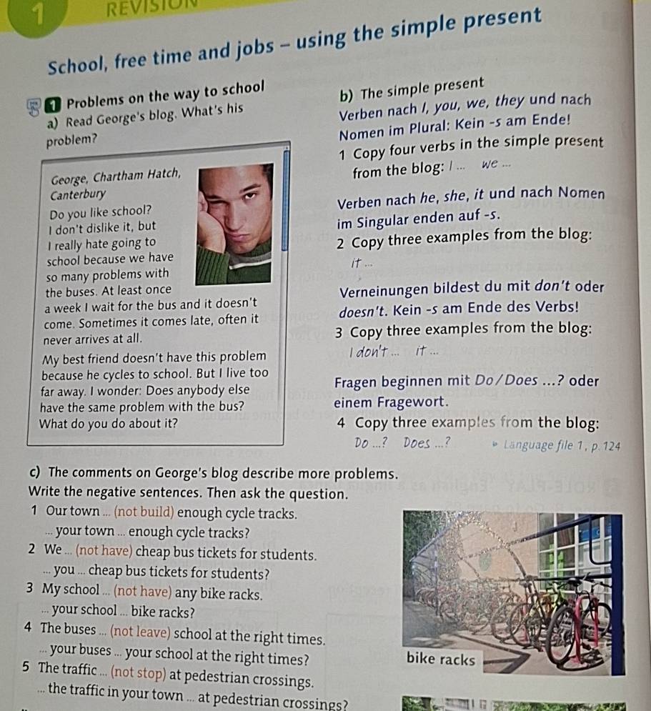 Gelöst:REVISION School, free time and jobs - using the simple present ...