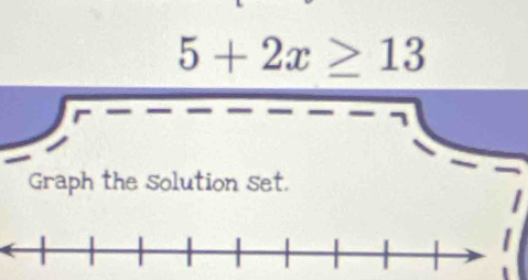 5+2x≥ 13
Graph the solution set.