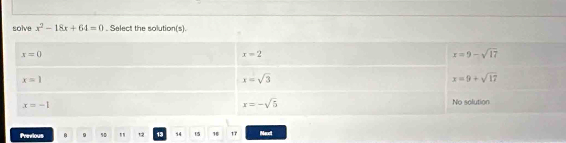 x^2-18x+64=0
Previous 8 9 10 11 12 13 14 15 16 17 Next