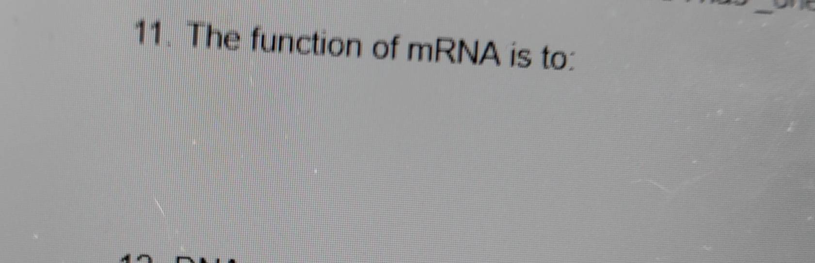 The function of mRNA is to: