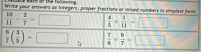 aluate each of the following.