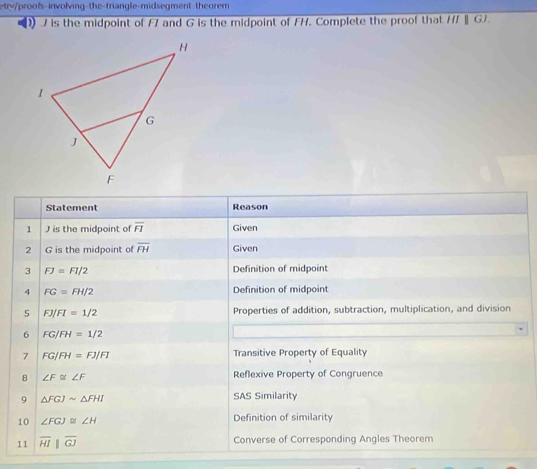 Solved: etry/proofs-involving-the-triangle-midsegment-theorem D I is ...