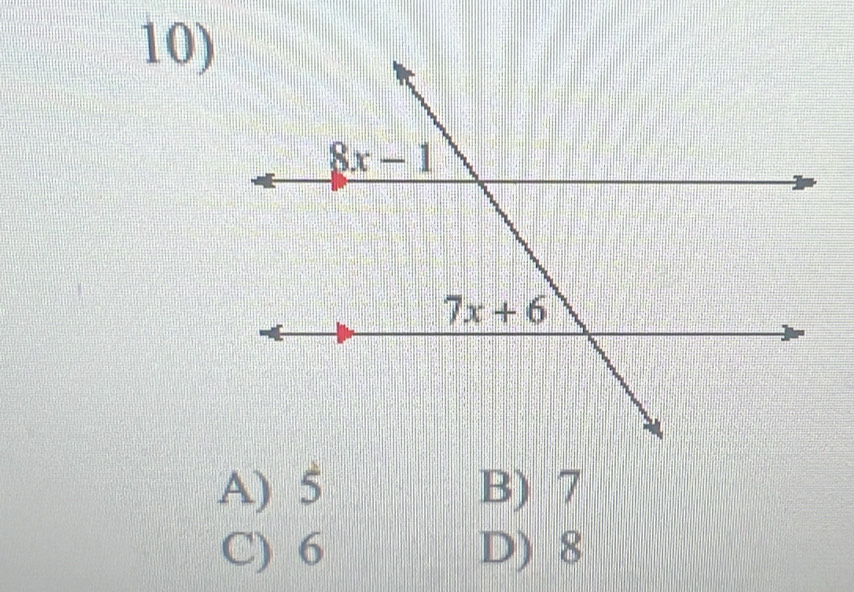 A) 5 B) 7
C) 6 D) 8