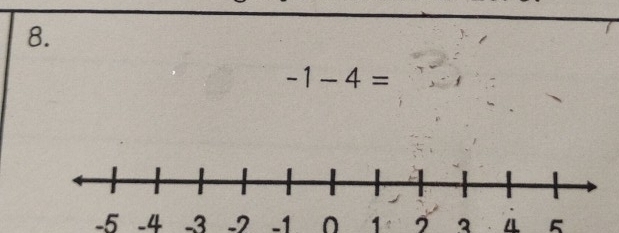 -1-4=
-5 -4 -3 -7 -1 0 1 3 4 5