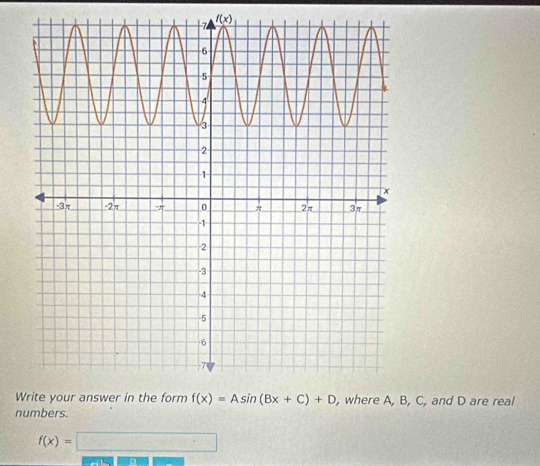 f(x)
W C, and D are real
numbers.
f(x)=□