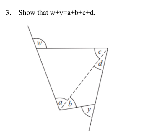 Show that w+y=a+b+c+d.