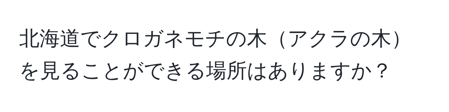 北海道でクロガネモチの木アクラの木を見ることができる場所はありますか？