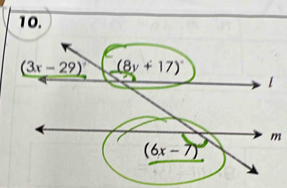 (3x-29)^circ  (8y+17)^circ 
1
m
(6x-7)