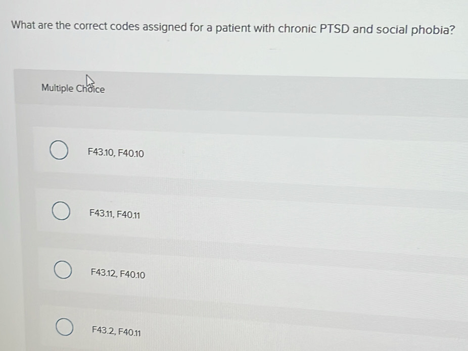 Solved: What are the correct codes assigned for a patient with chronic ...